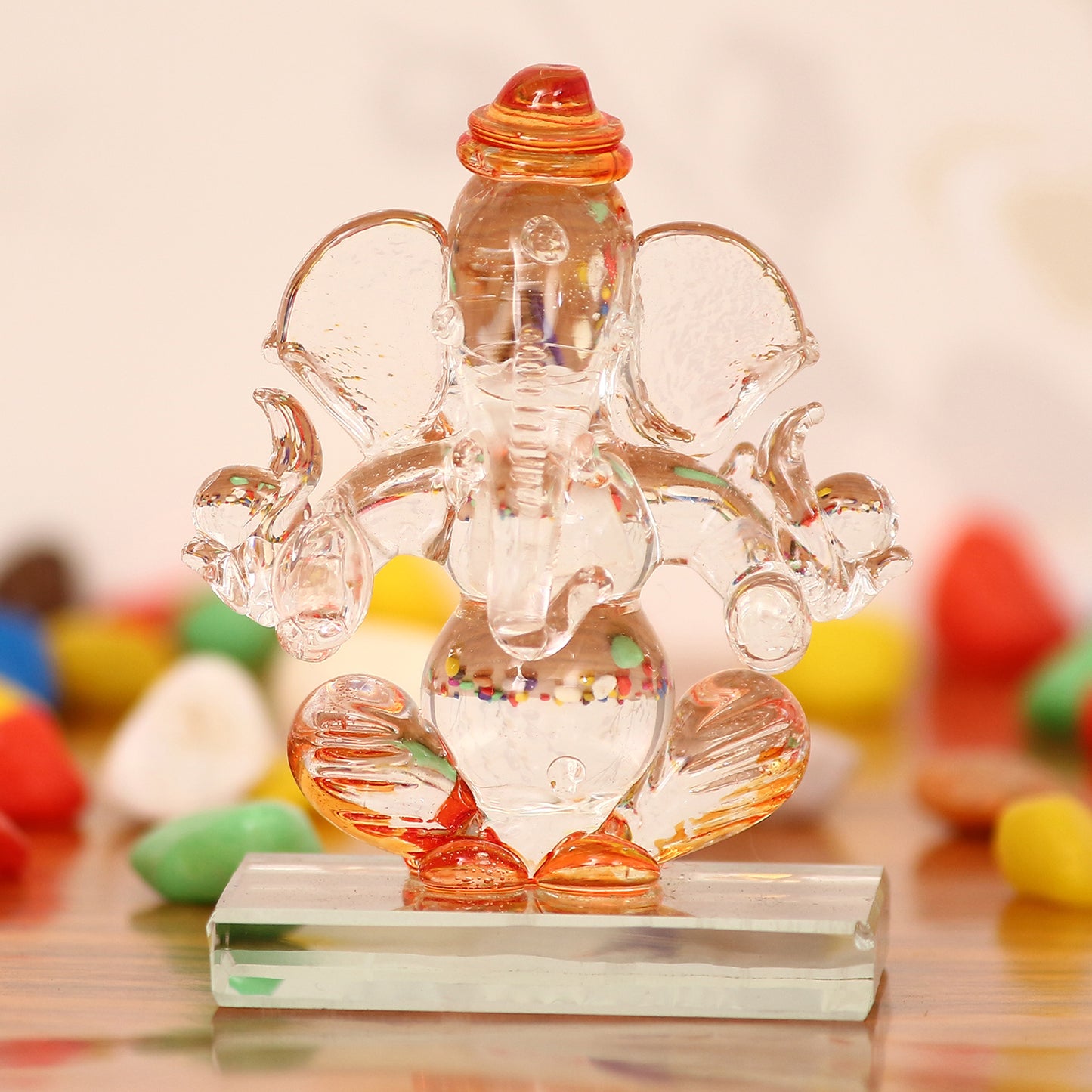 Orange & Transparent Double Sided Crystal