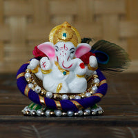 Lord Ganesha on Decorative Handcrafted Floral Plate