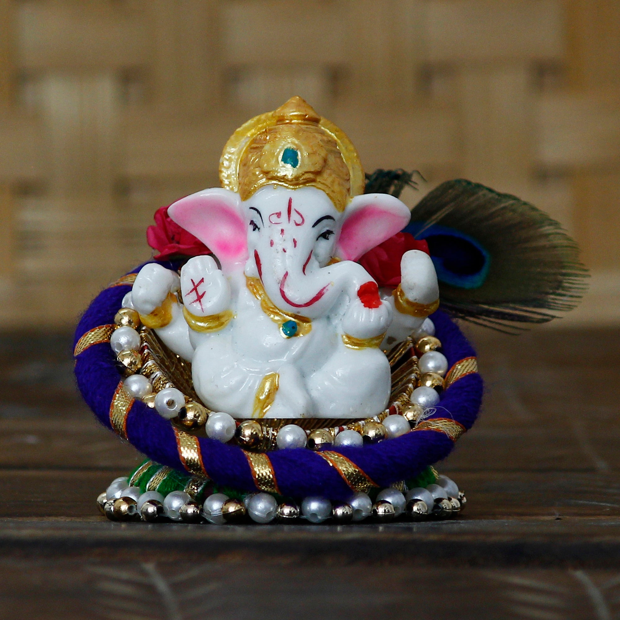 Lord Ganesha on Decorative Handcrafted Floral Plate