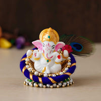 Lord Ganesha on Decorative Handcrafted Floral Plate